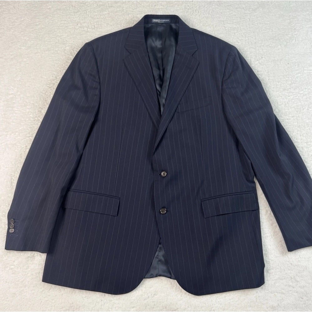 Polo Ralph Lauren Men's 46R Navy Pinstripe Wool Blazer Sport Coat NWT $1595‎